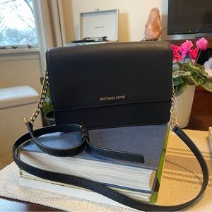 Michael Kors Black Cross body Bag with Gold Accents